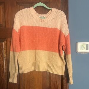 American Eagle Colorblock Pink and Cream Sweater